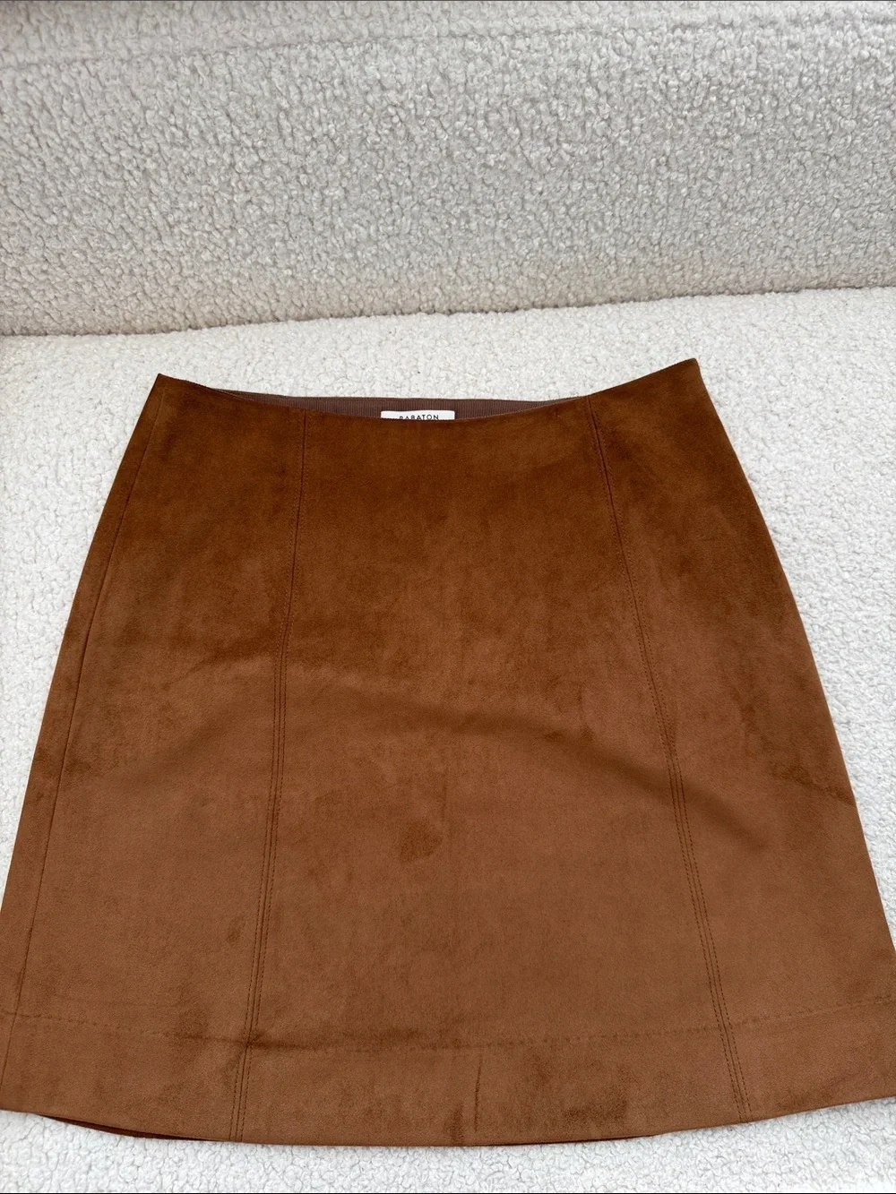 Aritzia Babaton Brown Suede Effect Mini A Line Skirt Size 8
